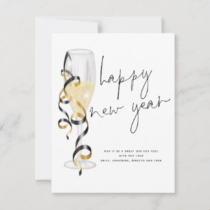 Champagne Flute Script Gott nytt år Anteckningskort