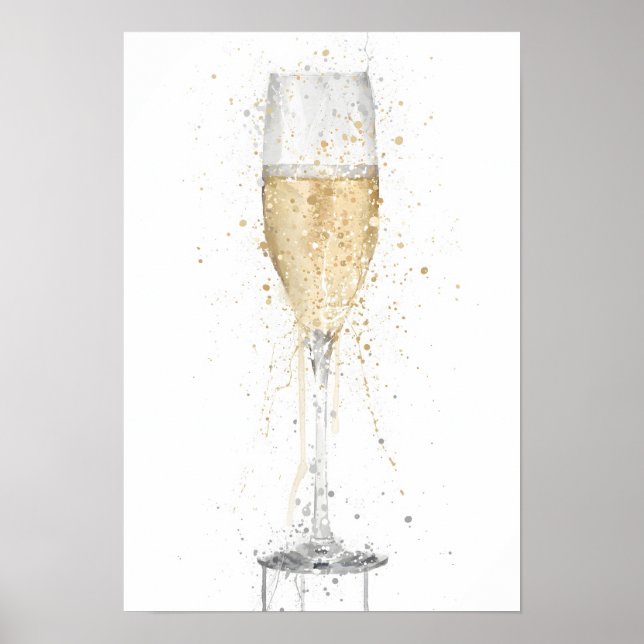 Champagne Flute 'White' Poster (Framsidan)
