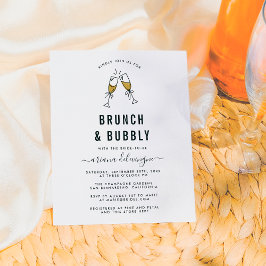 Champagne Flutes Brunch och Bubly Möhippa Inbjudan Vykort