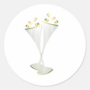 Champagne Flutes in Black and White Runt Klistermärke