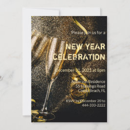 Champagne Flutes nyår Firande inbjudan