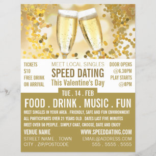 Champagne Flutes, Speed Dating Event Advertising Reklamblad