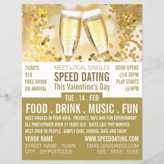 Champagne Flutes, Speed Dating Event Advertising Reklamblad (Framsidan)