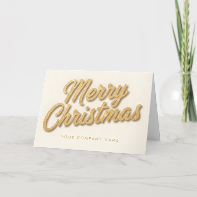 Champagne Foil Retro Script Merry Christmas Helgkort (Framsida)