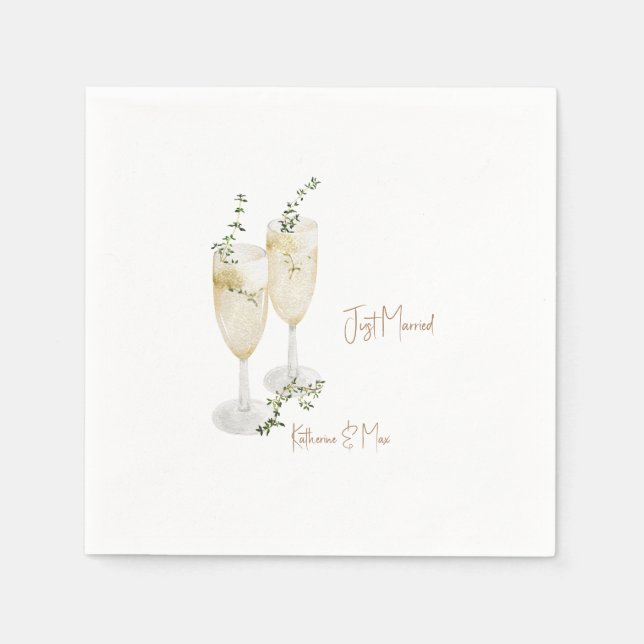 Champagne Foliage Guld Bröllop Ny gifta Pappersservett (Framsidan)
