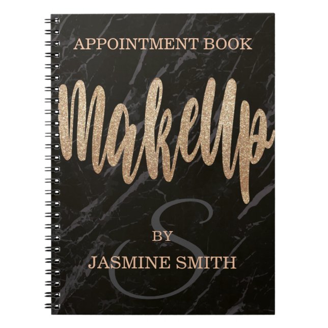 Champagne för Makeup för trendigsvartmarmor Anteckningsbok (Framsidan)