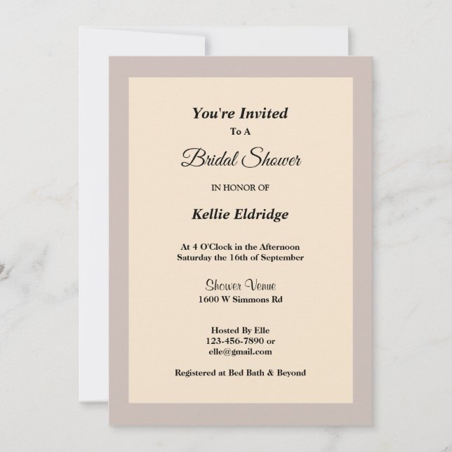 Champagne Framed Inbjudningskort för möhippan (Framsida)