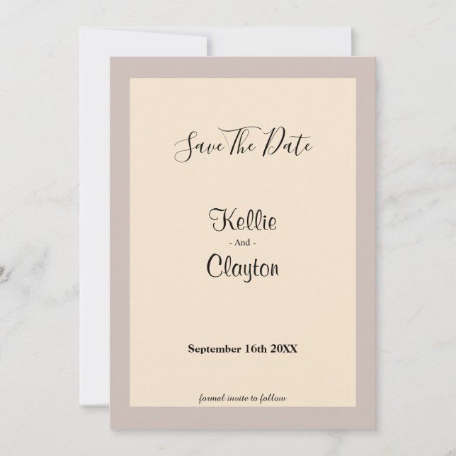 Champagne Framed Save Date Spara Datumet (Framsida)