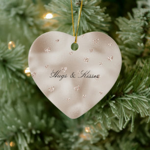 Champagne Glam Glitter Hearts Julgransprydnad Keramik