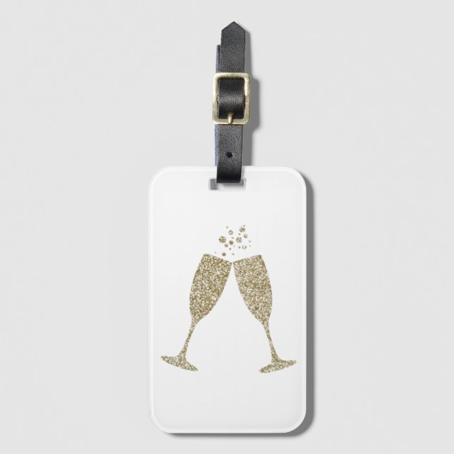 Champagne Glass Acrylic Luggage Tag Bagagebricka (Framsida vertikal)