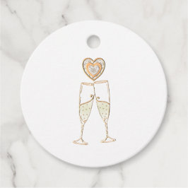 Champagne Glass and Hearts Gåvor Etiketter