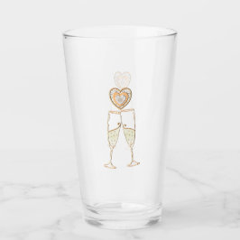 Champagne Glass and Hearts Glaskopp
