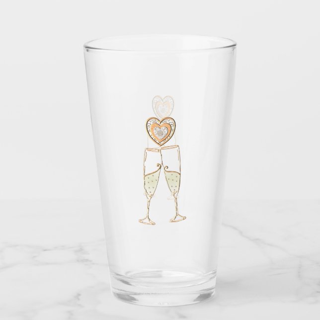Champagne Glass and Hearts Glaskopp (Framsida)