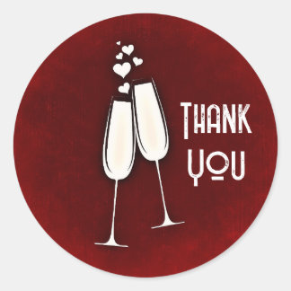 Champagne Glass and Hearts Runt Klistermärke