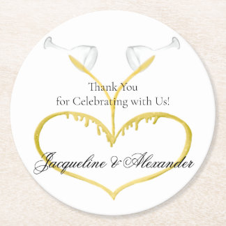 Champagne Glass Bröllop Theme Papper Underlägg Rund