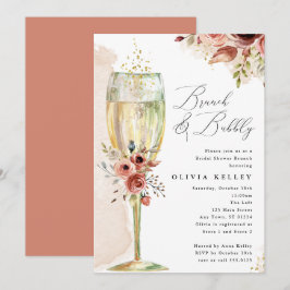 Champagne Glass Brunch & Bubly Boho Möhippa Inbjudningar