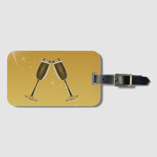 Champagne Glass Firande på Guld Bagagebricka