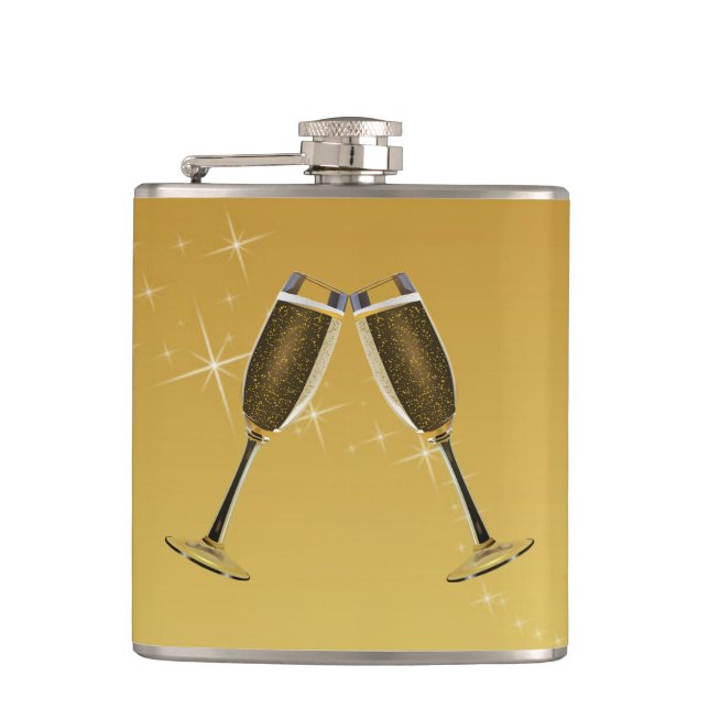 Champagne Glass Firande på Guld Fickplunta (Framsidan)