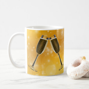 Champagne Glass Firande på Guld Kaffemugg