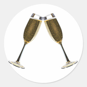 Champagne Glass Firande Runt Klistermärke