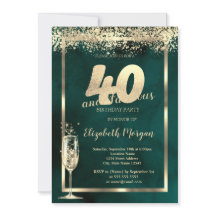 Champagne Glass Guld Konfetti Grönt 40:e födelseda
