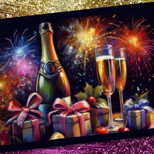 Champagne Glass och Bucket-Julfest Inbjudningar (Skapare uppladdad)