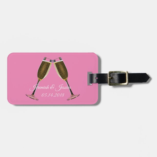 Champagne Glass och Rosa Bakgrund  Bagagebricka (Horisontell Framsida)