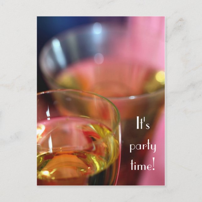 Champagne Glass Postcard - Du är inbjuden Inbjudan Vykort (Framsida)