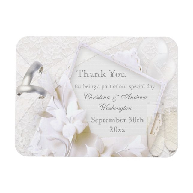 Champagne Glass & Ringar Tack Wedding Favor Magnet (Horisontell)