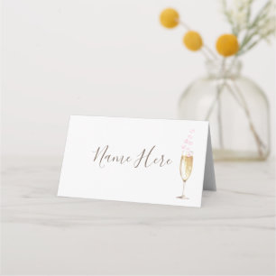 Champagne Glass Ro Petals med påsatt plats-kort Placeringskort