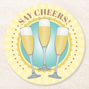 Champagne Glass Rund Papper Underlägg