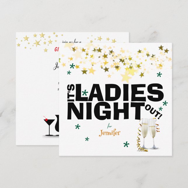 Champagne Glass Sparkles Bachelorette Party Inbjudningar (Fram/baksida)