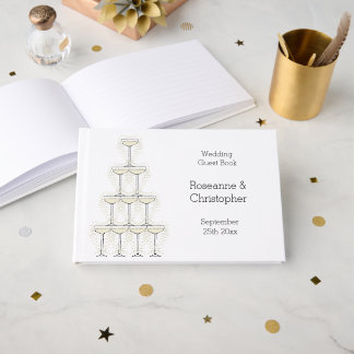 Champagne Glasses Simple Wedding Gästböcker