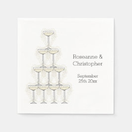 Champagne Glasses Simple Wedding Pappersservett