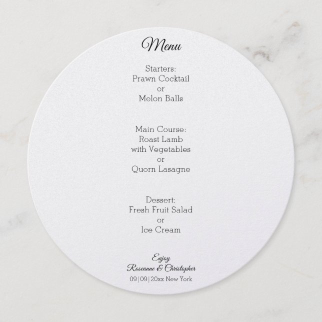 Champagne Glasses Wedding Meny (Framsida)