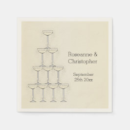 Champagne Glasses Wedding Pappersservett