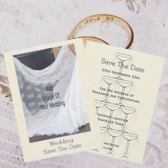 Champagne Glasses Wedding Spara Datumet (Skapare uppladdad)