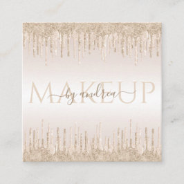 Champagne Glitter Chic Glam Makeup Artist Fyrkantigt Visitkort