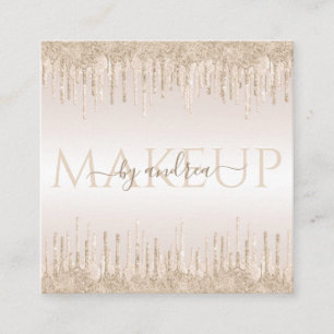 Champagne Glitter Chic Glam Makeup Artist Fyrkantigt Visitkort