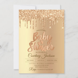 Champagne Glitter Drip Baby Shower Inbjudningar