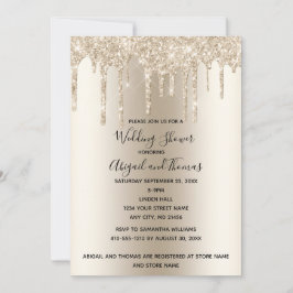 Champagne Glitter Drip Bröllopsdusch Glam Trendigt Inbjudningar