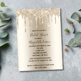 Champagne Glitter Drip Bröllopsdusch Glam Trendigt Inbjudningar