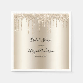 Champagne Glitter Drip Bröllopsdusch Glam Trendigt Pappersservett