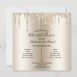 Champagne Glitter Drip Övningsmiddagsinbjudan Inbjudningar