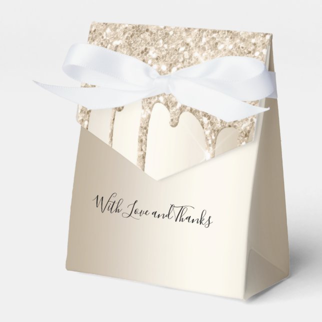 Champagne Glitter Dripping Glitter Bröllop Presentaskar (Framsidan Sidan)