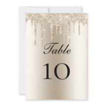 Champagne Glitter Drips Bröllopsbord Platt Kort