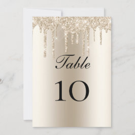Champagne Glitter Drips Bröllopsbord Platt Kort