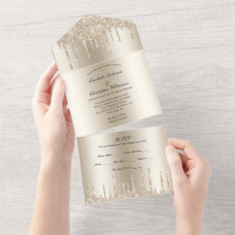 Champagne Glitter Drips Glam Bling Bröllop