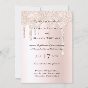 Champagne Glitter Drives Elegant bröllop Inbjudningar