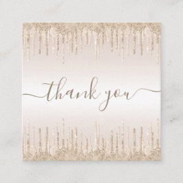 Champagne Glitter Elegant Tack Cream Fyrkantigt Visitkort